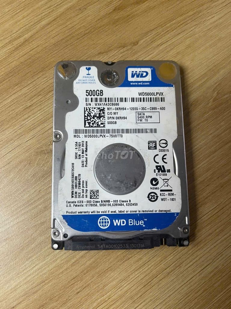 Ổ cứng HDD WD 500GB 5400 RPM SATA. Mua bán Linh kiện (RAM, Card...) tại Thành phố Thủ Đức Tp Hồ Chí Minh được đăng bởi KHO SỈ COMPUTER HCM hình 1