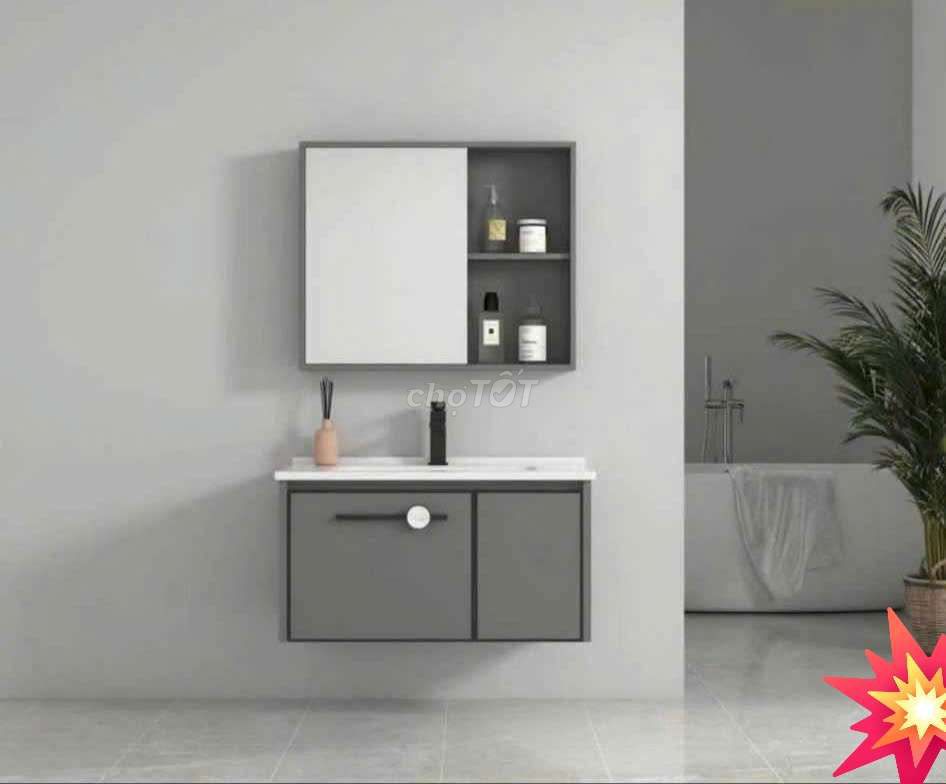 Tủ Lavabo Nhôm Màu Xám Cao Cấp( kèm vòi xả )