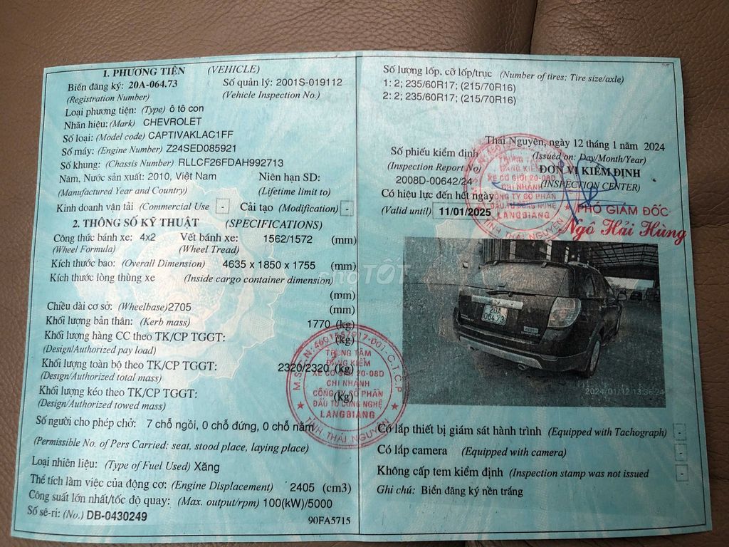 Chevrolet Captiva 2010 LT Maxx 2.4 MT - 140000 km. Mua bán Ô tô tại Thị xã Phổ Yên Thái Nguyên được đăng bởi Lê Phong hình 9