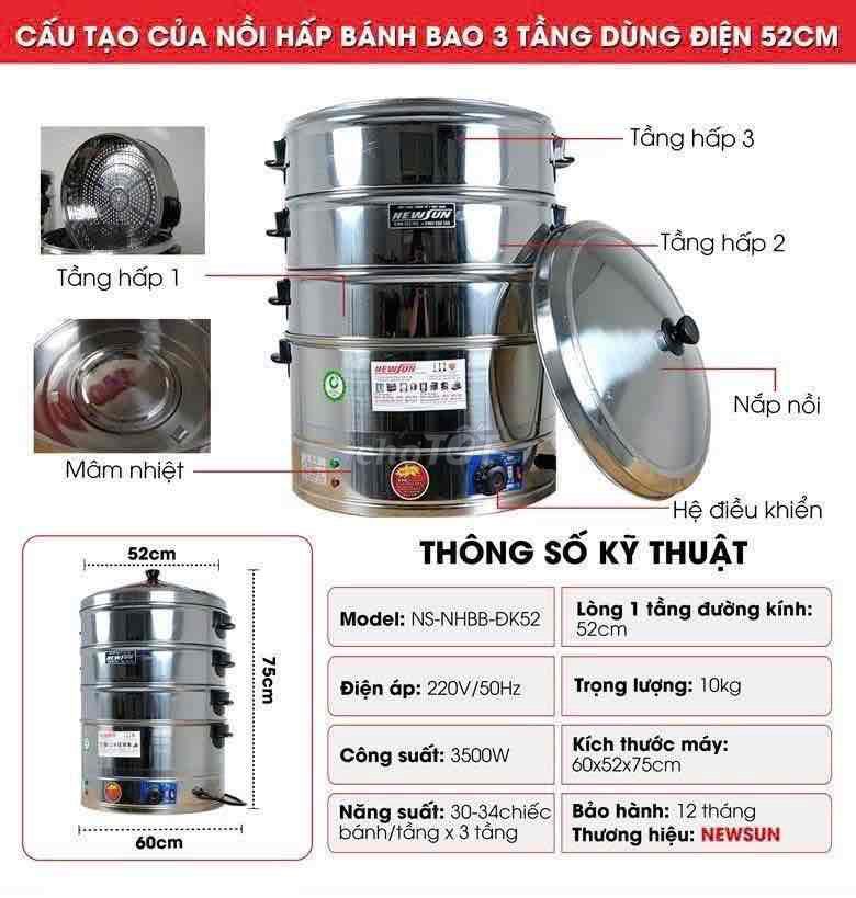 Nồi hấp bánh bao NewSun NS-NHBB-DK52. Mua bán Bếp, lò, đồ điện nhà bếp tại Quận Bình Thạnh Tp Hồ Chí Minh được đăng bởi Nguyen phuoc bao hung hình 1