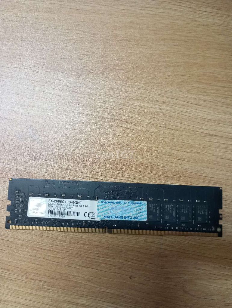 RAM G.Skill F4-2666C19S-8GNT 8GB Đen. Mua bán Linh kiện (RAM, Card...) tại Huyện Đông Anh Hà Nội được đăng bởi Thang Máy Likido hình 1