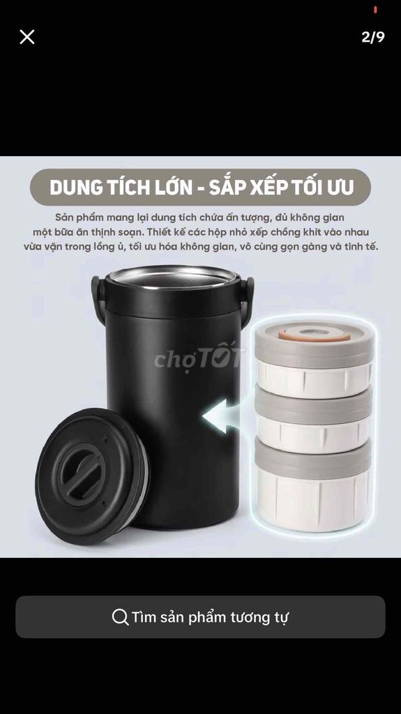 Hộp cơm giữ nhiệt Inox 2400ml Đen. Mua bán Dụng cụ nhà bếp tại Quận 12 Tp Hồ Chí Minh được đăng bởi Thien hình 1