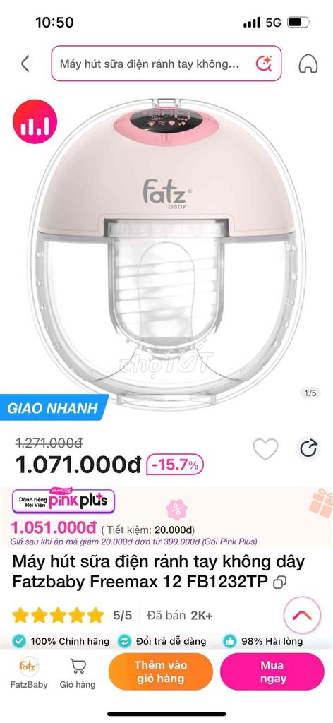 Máy hút sữa Fatzbaby Freemax 12 FB1232TP. Mua bán Mẹ và bé tại Quận 8 Tp Hồ Chí Minh được đăng bởi Thân Lê Bảo Đại hình 1