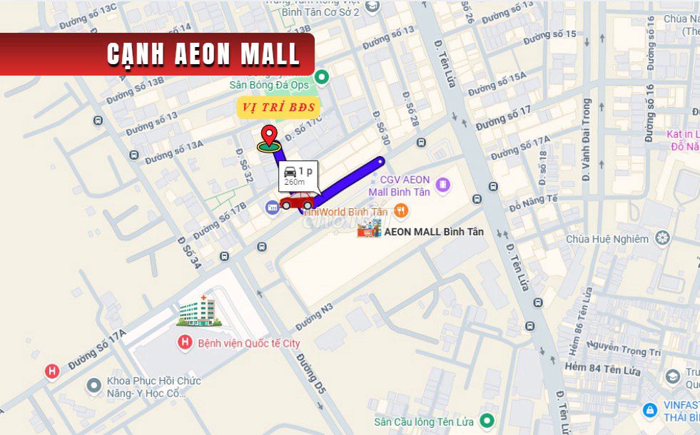Bán đất khu Tên Lửa, MT đường Số 32, DT 5 x 20m, 13.5 tỷ. cạnh Aeon