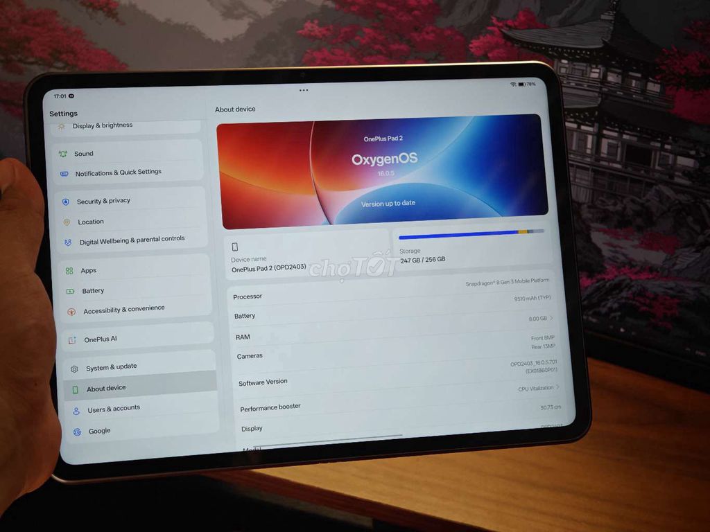 OnePlus Pad 2/Pro - 8GB/256GB - Snapdragon 8 Gen 3. Mua bán Máy tính bảng tại Quận Cái Răng Cần Thơ được đăng bởi Khôi Nguyễn hình 1