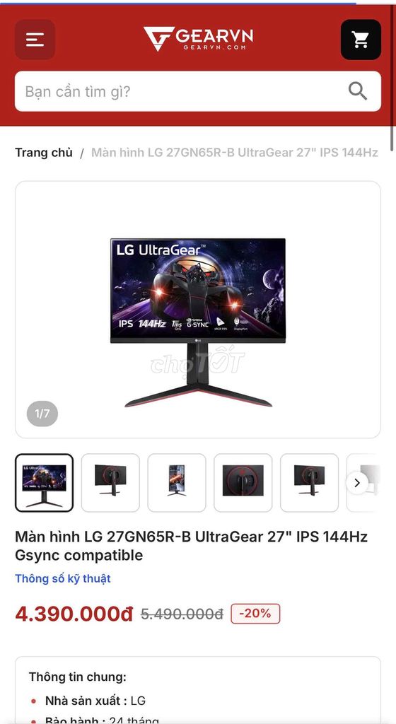 Màn hình LG 27GN65R-B IPS 144Hz G-SYNC. Mua bán Phụ kiện (Màn hình, Chuột...) tại Quận Tân Bình Tp Hồ Chí Minh được đăng bởi nguyen nguyen hình 1