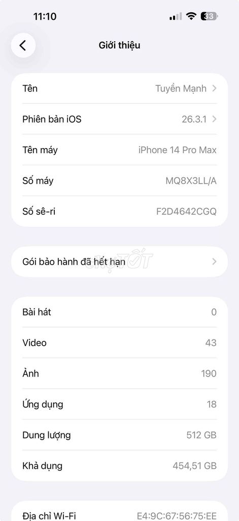 Apple iPhone 14 Pro Max 512GB Đen. Mua bán Điện thoại tại Huyện Vĩnh Cửu Đồng Nai được đăng bởi tuyền mạnh hình 1