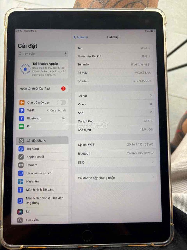 Apple iPad thế hệ 9 64GB Xám. Mua bán Máy tính bảng tại Thành phố Pleiku Gia Lai được đăng bởi imlanglavang hình 1
