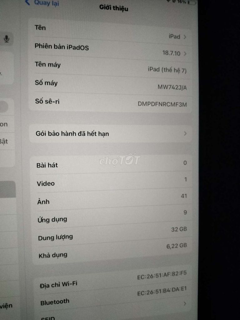 Apple iPad Gen 7 32GB đen. Mua bán Máy tính bảng tại Thành phố Vũng Tàu Bà Rịa - Vũng Tàu được đăng bởi Hồng Myy hình 1