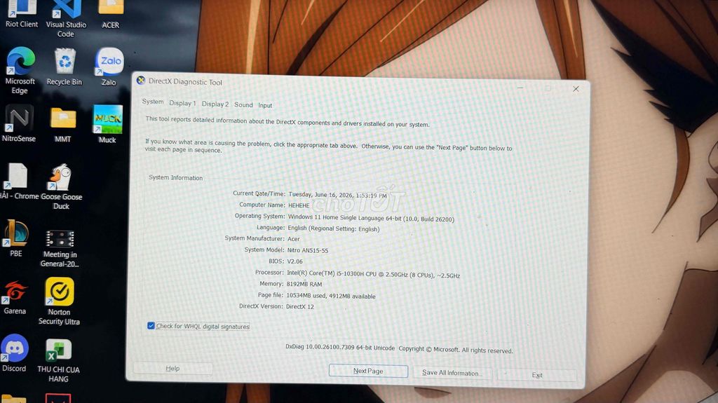 Nitro AN515-55 i5-10300H 8GB GTX 1650 Ti Đen. Mua bán Laptop tại Thành phố Dĩ An Bình Dương được đăng bởi Cầm Đồ Lê Huy hình 1