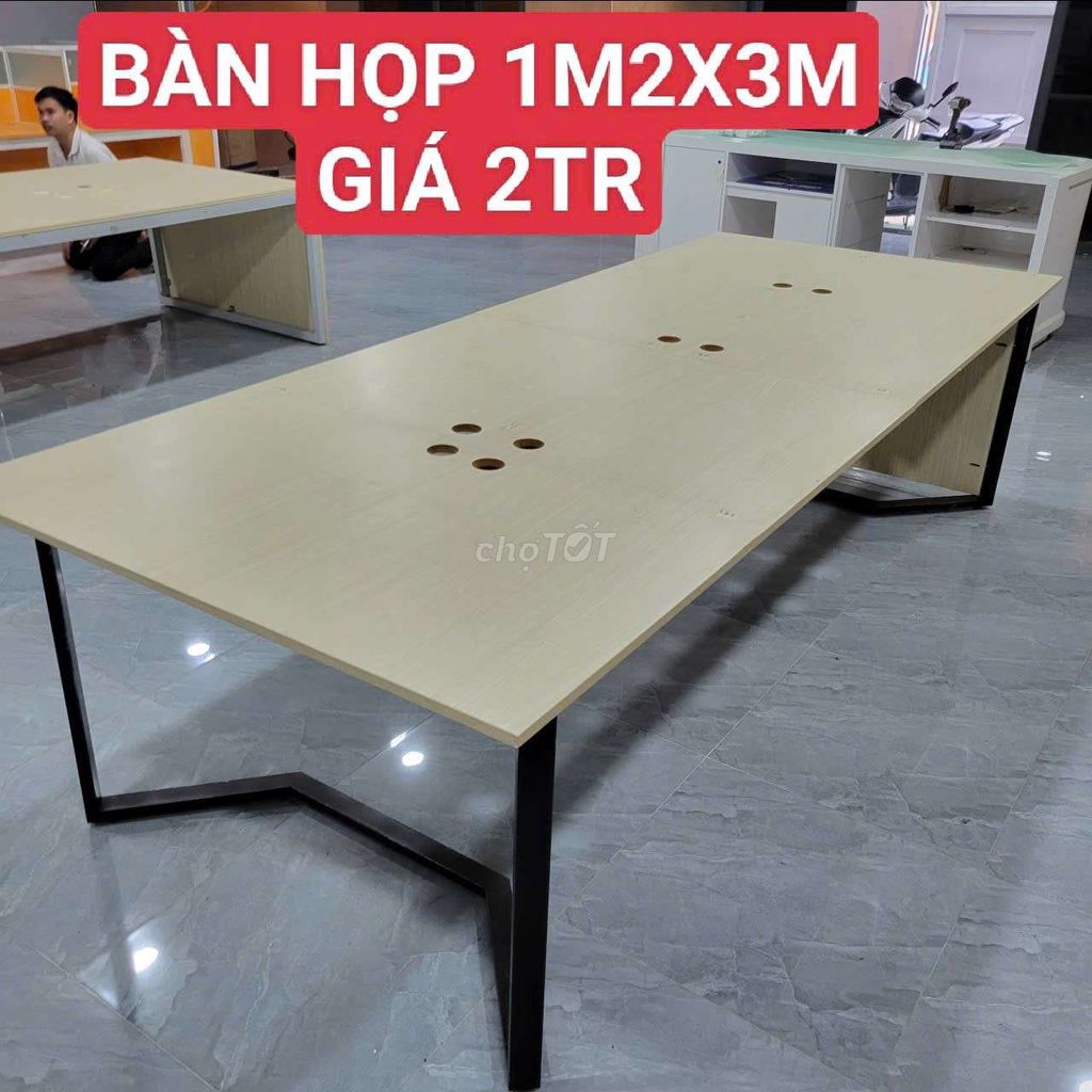 Bàn họp Gỗ, Kim loại Vàng nhạt, Đen 1m2x3m. Mua bán Đồ dùng văn phòng tại Quận Bình Thạnh Tp Hồ Chí Minh được đăng bởi Kho Thanh Lý Phú Nhàn hình 1