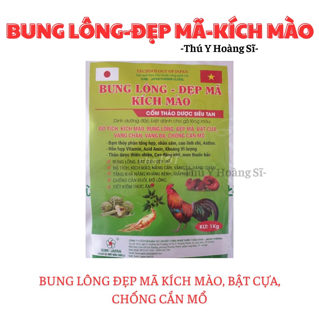 Bung lông đẹp mã kích mào, bật cựa, chống cắn mổ