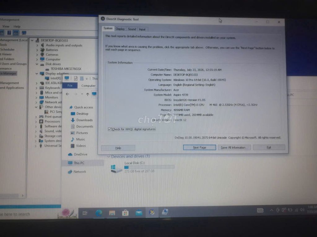 Acer 4739 i5 4G/250 ok +mua đổi pc laptop lk ĐT hư. Mua bán Laptop tại Huyện Hóc Môn Tp Hồ Chí Minh được đăng bởi thanh hình 1