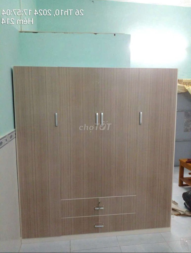 TỦ NHỰA ĐÀI LOAN 4 CÁNH MÀU XÁM VÂN GỖ . Mua bán Tủ, kệ gia đình tại Quận Bình Thạnh Tp Hồ Chí Minh được đăng bởi Tủ nhựa đài loan hoàng quân hình 1