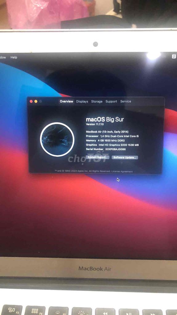 Apple MacBook Air 2014 i5 4GB/128GB Bạc. Mua bán Laptop tại Quận Bình Tân Tp Hồ Chí Minh được đăng bởi Gia Bảo Phan hình 1