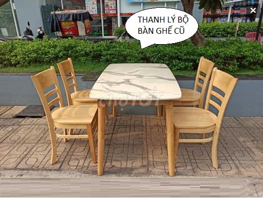 Thanh lý bộ bàn ăn 4 ghế cũ mặt đá ceramic