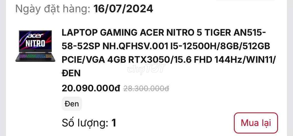 Acer Nitro 5 Core i5 - SSD 512GB - RAM 8GB. Mua bán Laptop tại Quận Bắc Từ Liêm Hà Nội được đăng bởi Lê Na hình 4