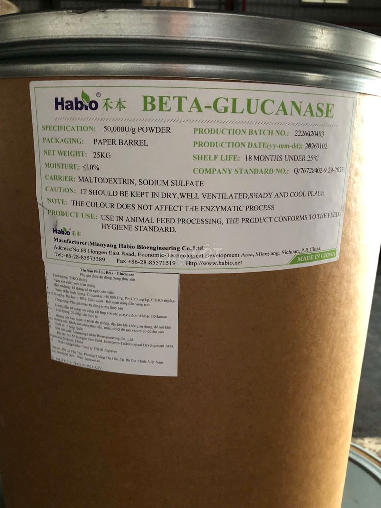 Enzyme tiêu hóa Habio BETA-GLUCANASE cho Tôm Cá. Mua bán Phụ kiện, Thức ăn, Dịch vụ tại Quận Gò Vấp Tp Hồ Chí Minh được đăng bởi Thoa Võ hình 1