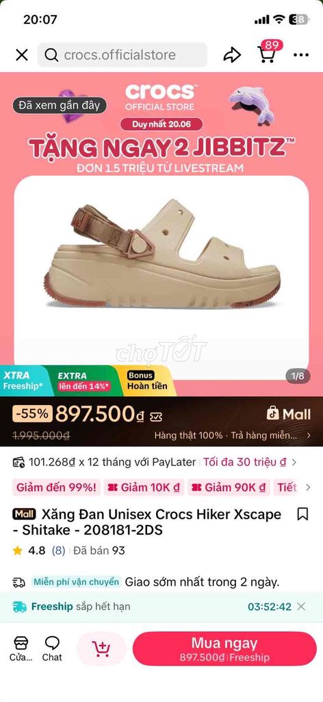 Giày sandal Crocs Nữ size 39 màu Kem. Mua bán Giày dép tại Quận 8 Tp Hồ Chí Minh được đăng bởi Tên chưa cung cấp hình 1