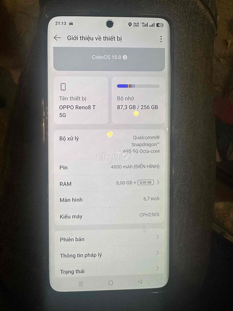OPPO Reno8 T 5G 256GB Đen. Mua bán Điện thoại tại Huyện Núi Thành Quảng Nam được đăng bởi Lai Bùi hình 1