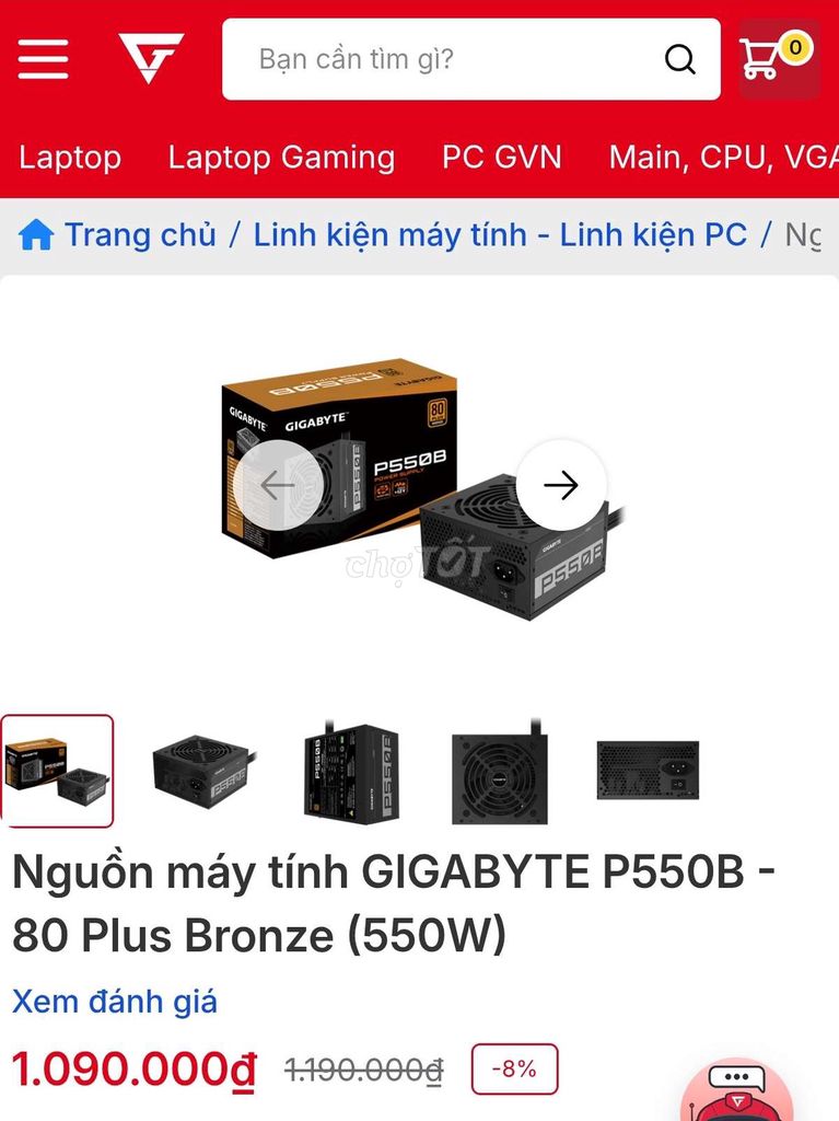 Nguồn Giga 550W Bronze. Mua bán Linh kiện (RAM, Card...) tại Thành phố Châu Đốc An Giang được đăng bởi Đỗ Thành Lợi hình 1