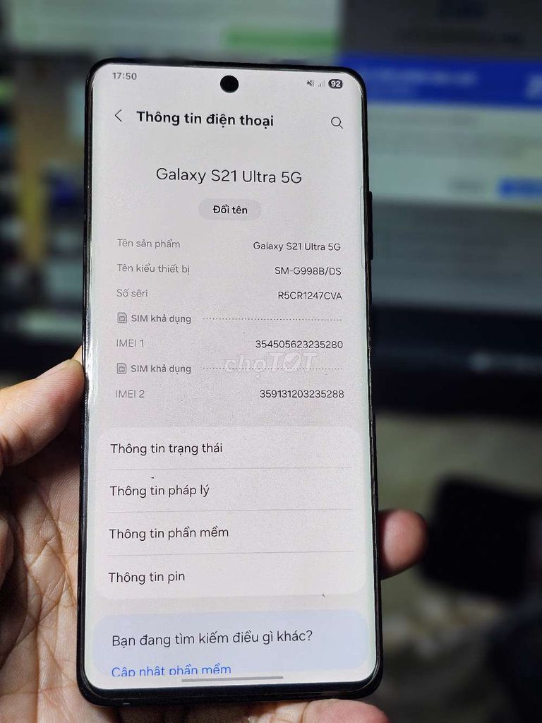 Galaxy S21 Ultra 5G 128GB 12GB VN đẹp 99% . Mua bán Điện thoại tại Quận 8 Tp Hồ Chí Minh được đăng bởi Thiên Hòa mobile  hình 1