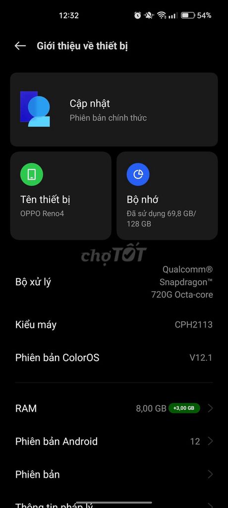 OPPO Reno4 128GB Snapdragon 720G. Mua bán Điện thoại tại Thành phố Cà Mau Cà Mau được đăng bởi Hoang Khai Lien hình 1