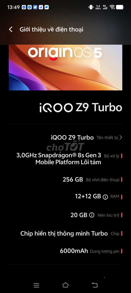 iQOO Z9 Turbo 256GB Xanh ngọc. Mua bán Điện thoại tại Huyện Đắk R'Lấp Đắk Nông được đăng bởi Lê Đức Thịnh hình 1