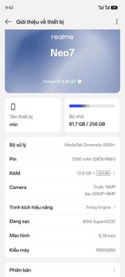 Realme Neo 7 256GB Xám