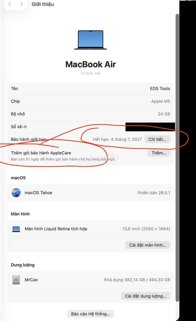 Apple MacBook Air M5 24GB/512GB Đêm xanh thẳm. Mua bán Laptop tại Quận 12 Tp Hồ Chí Minh được đăng bởi Kenvin Ka hình 1