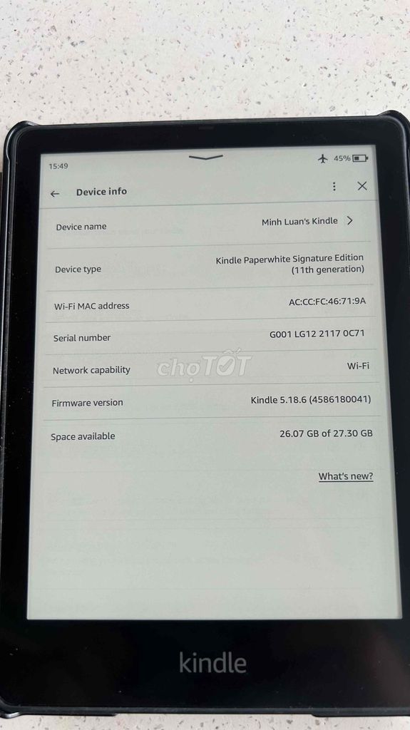Máy đọc sách Kindle Paperwhite Signature 11th. Mua bán Máy tính bảng tại Thành phố Thủ Đức Tp Hồ Chí Minh được đăng bởi Minh Luan hình 1