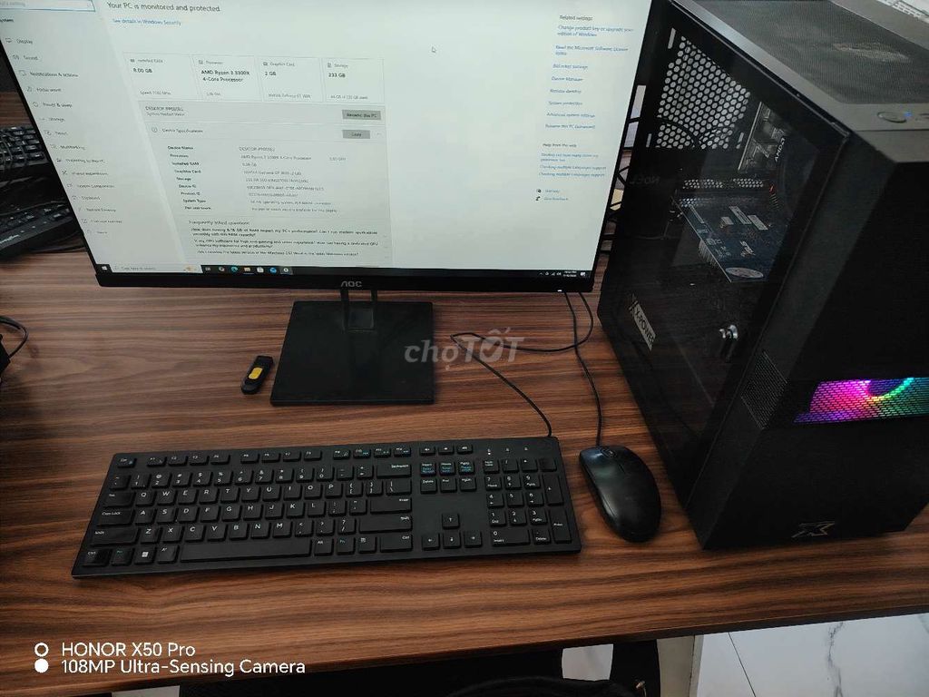 PC Ryzen 3, 8gb, 250 gb GT 1030, màn IPS AOC 24V2Q. Mua bán Máy tính để bàn tại Quận Ngũ Hành Sơn Đà Nẵng được đăng bởi Long Ngô hình 1