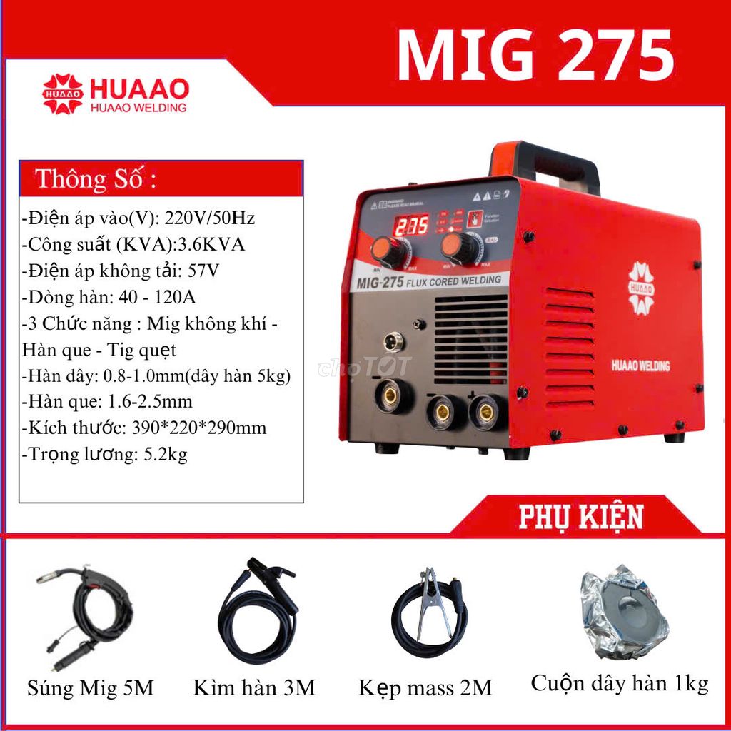MÁY HÀN HUAAO MIG 275 KHÔNG DÙNG KHÍ. Mua bán Đồ chuyên dụng, Giống nuôi trồng tại Huyện Hóc Môn Tp Hồ Chí Minh được đăng bởi ĐIỆN CƠ KIM PHÁT hình 1