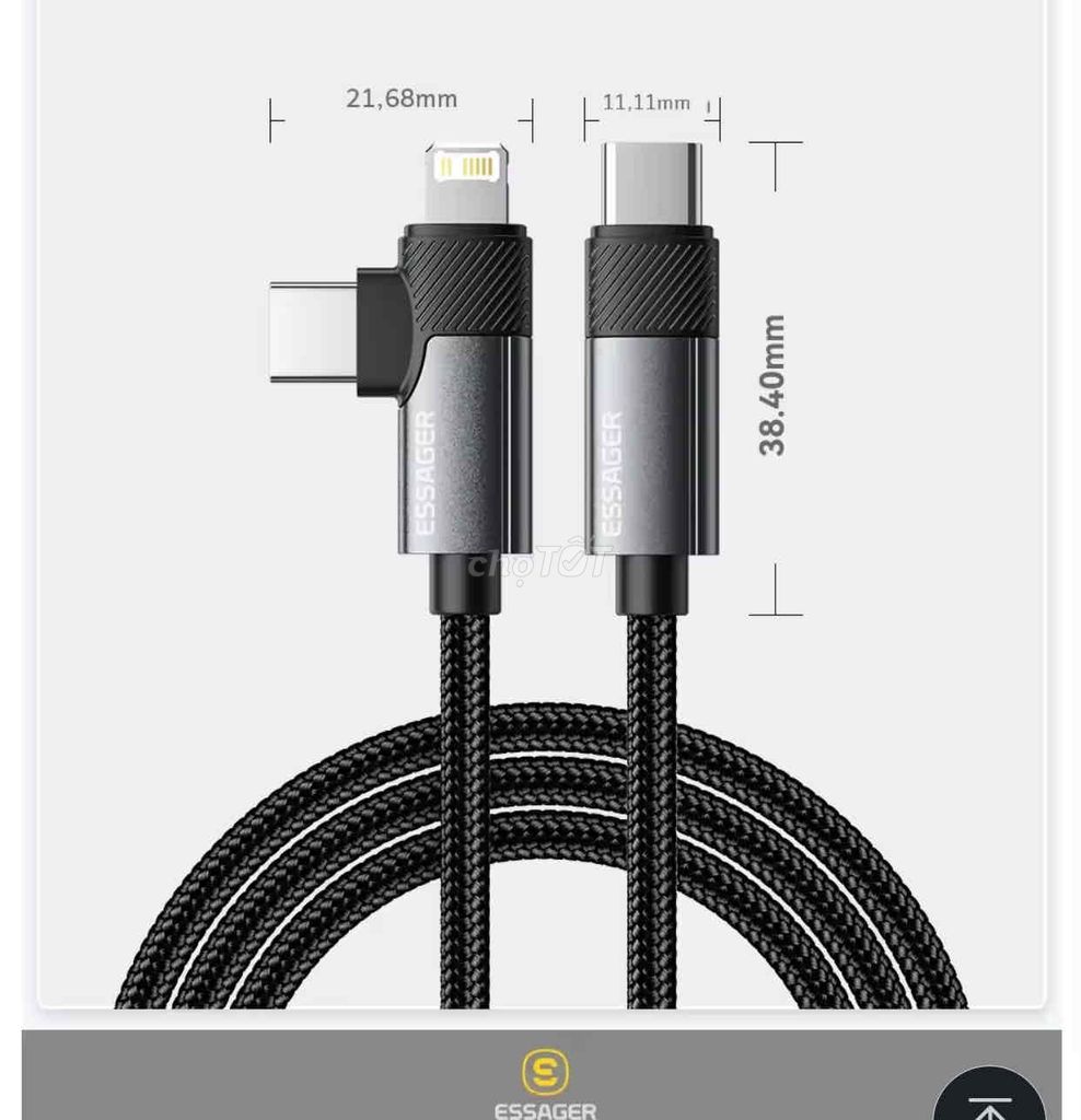 CÁP SẠC ESSAGER CHÍNH HÃNG - TYPE C RA 2 TRONG 1