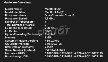 Apple MacBook Air i5 8GB/121GB 2017. Mua bán Laptop tại Thành phố Biên Hòa Đồng Nai được đăng bởi Phan Thanh Hướng hình 1