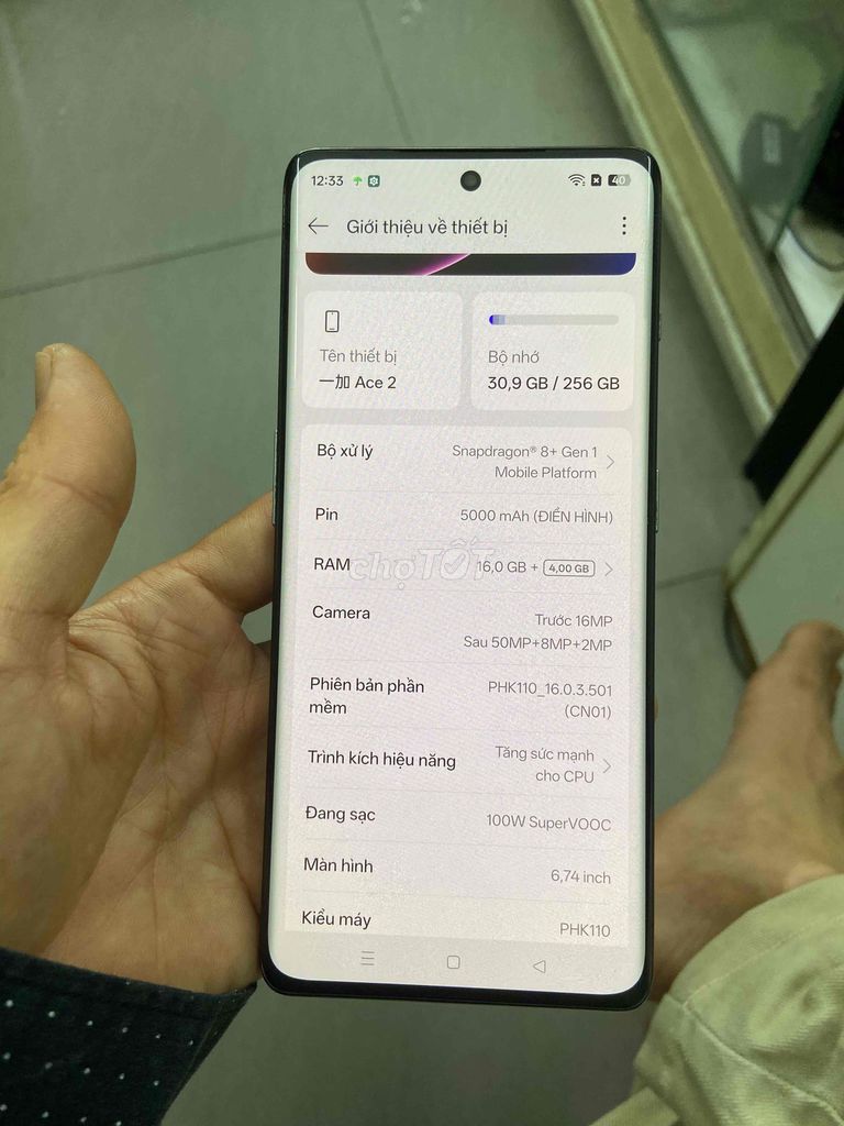OnePlus Ace 2 256GB Đen. Mua bán Điện thoại tại Quận Bình Thạnh Tp Hồ Chí Minh được đăng bởi MT hình 1