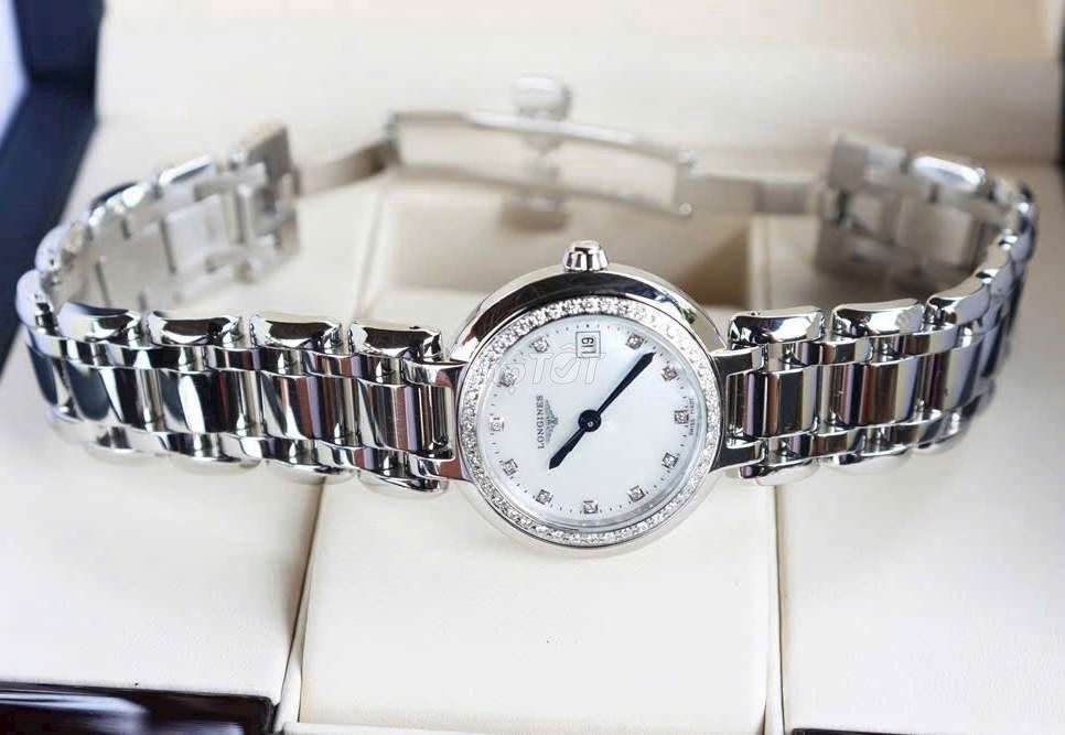 ĐH Nữ Longines mặt khảm trai đính Full kim cương