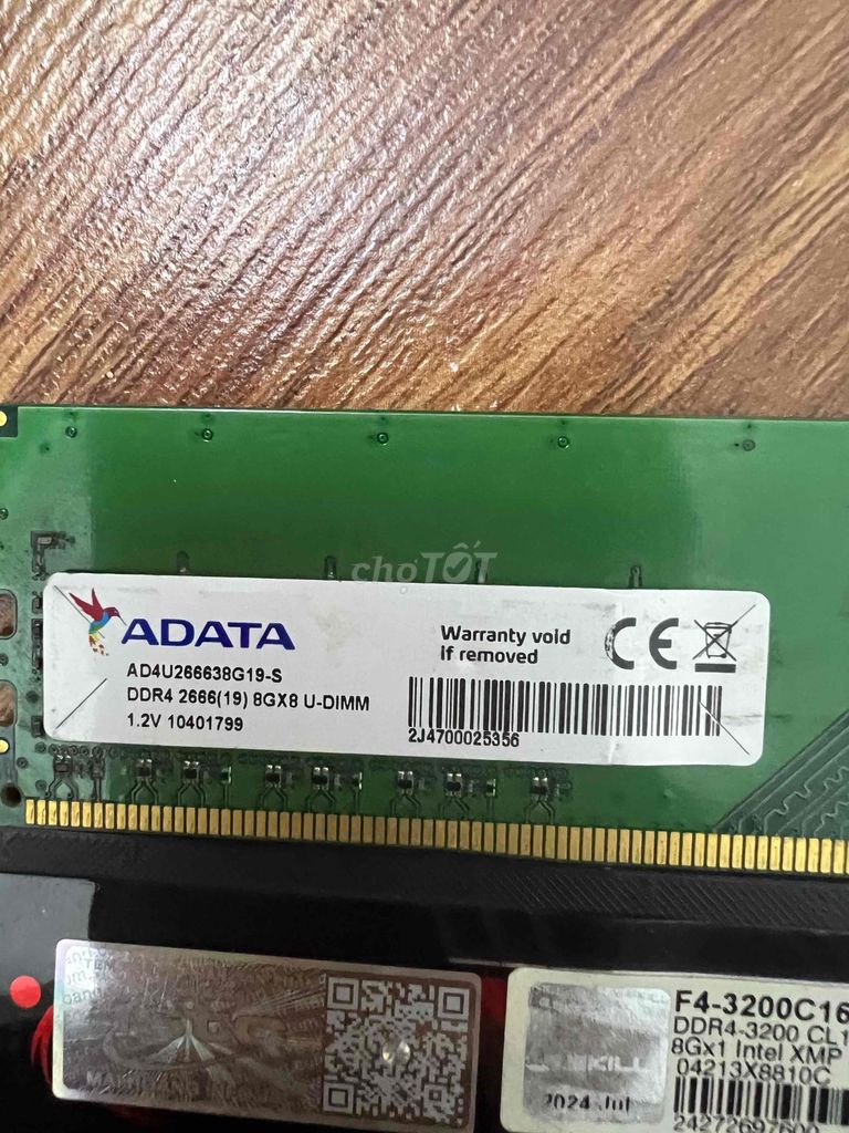 RAM ADATA G.SKILL DDR4 8GB 3200MHz 2666MHz. Mua bán Linh kiện (RAM, Card...) tại Huyện Sóc Sơn Hà Nội được đăng bởi Kiên PC hình 1