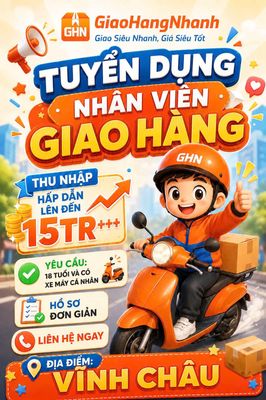 [VĨNH CHÂU] GHN TUYỂN SHIPPER GIAO NHẬN