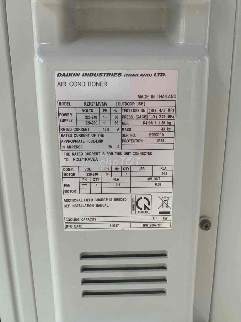 Máy lạnh Daikin âm trần 3hp Inverter fcq71 gas 410. Mua bán Máy lạnh, điều hoà tại Quận 10 Tp Hồ Chí Minh được đăng bởi THỊNH KHANG MINH hình 3