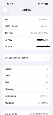 14 Promax Tím 1TB zin all. Mua bán Điện thoại tại Thành phố Đồng Xoài Bình Phước được đăng bởi Trần Trọng Quyết