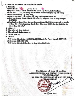 Chính chủ cần bán lô đất tại Thôn An Hoà 1, Xã Phước An, Huyện Tuy Phư