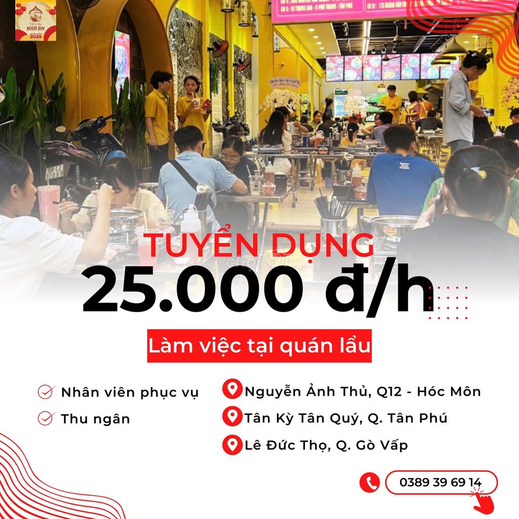 Việc làm quán lẩu tại Nguyễn Ảnh Thủ