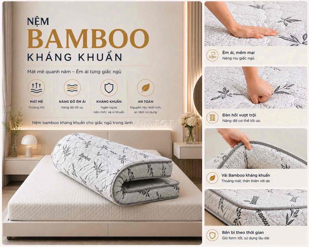Nệm Bamboo Êm ái Kháng khuẩn Bền bỉ. Mua bán Giường, chăn ga gối nệm tại Thành phố Huế Thừa Thiên Huế được đăng bởi Minh Hạnh hình 1