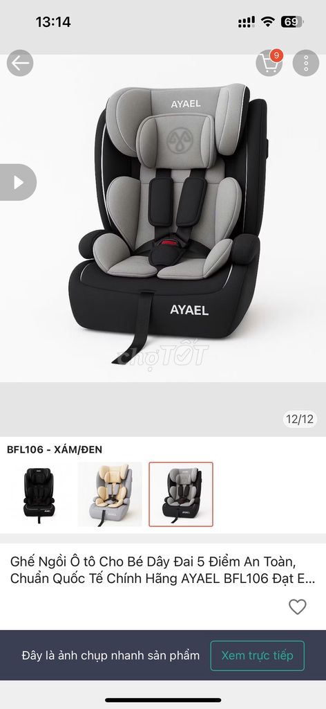 Ghế ngồi ô tô AYAEL BFL106 Xám/Đen. Mua bán Mẹ và bé tại Thành phố Thủ Đức Tp Hồ Chí Minh được đăng bởi Trần Diễm hình 1