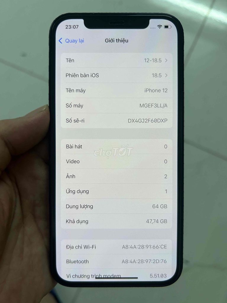iPhone 12 64GB Đen lock mdm zin áp. Mua bán Điện thoại tại Huyện Việt Yên Bắc Giang được đăng bởi nguyen dai phuc2 hình 1