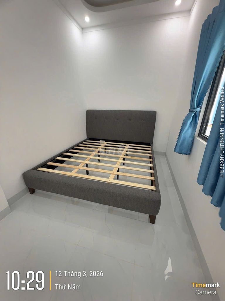 Giường khung sắt gỗ bọc vải 2m x 2.2m. Mua bán Giường, chăn ga gối nệm tại Thành phố Sóc Trăng Sóc Trăng được đăng bởi Vân nguyễn hình 1
