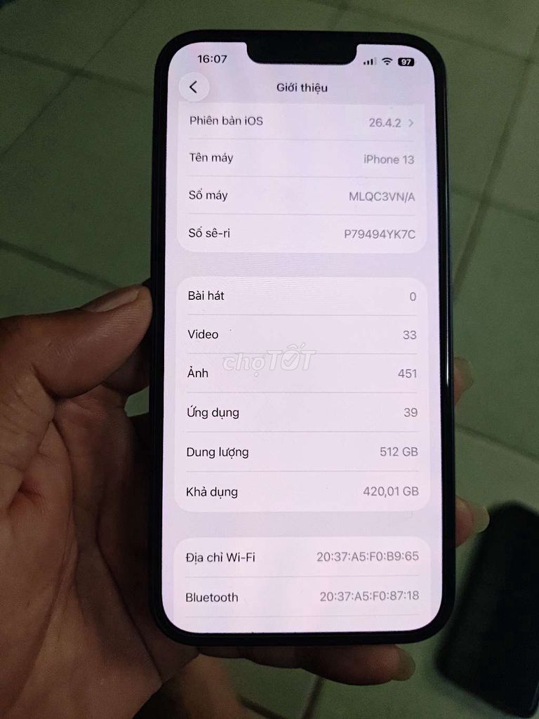 iPhone 13 512GB Đen Đã sử dụng. Mua bán Điện thoại tại Thành phố Thủ Đức Tp Hồ Chí Minh được đăng bởi Thuận hình 1
