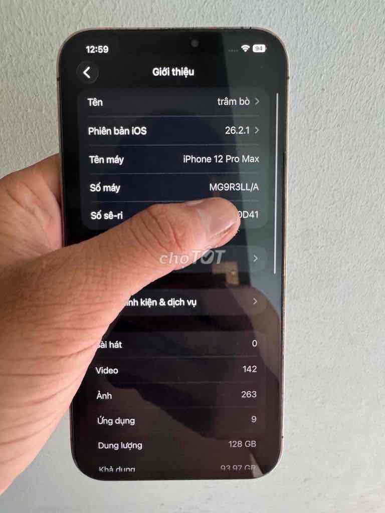 iPhone 12 Pro Max 128GB Vàng đã thay màn hình. Mua bán Điện thoại tại Huyện Bình Chánh Tp Hồ Chí Minh được đăng bởi Anh Quân Ngô Hoàng hình 1
