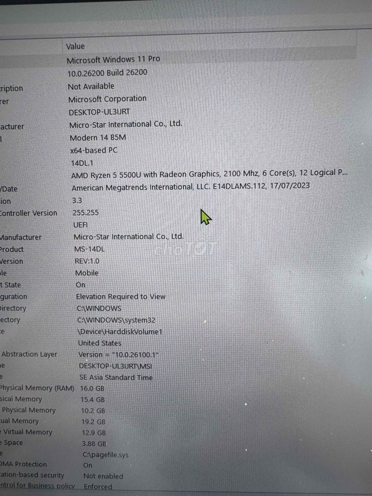 MSI Modern 14 B5M Ryzen 5 16GB. Mua bán Laptop tại Quận Bình Thuỷ Cần Thơ được đăng bởi Long hình 1